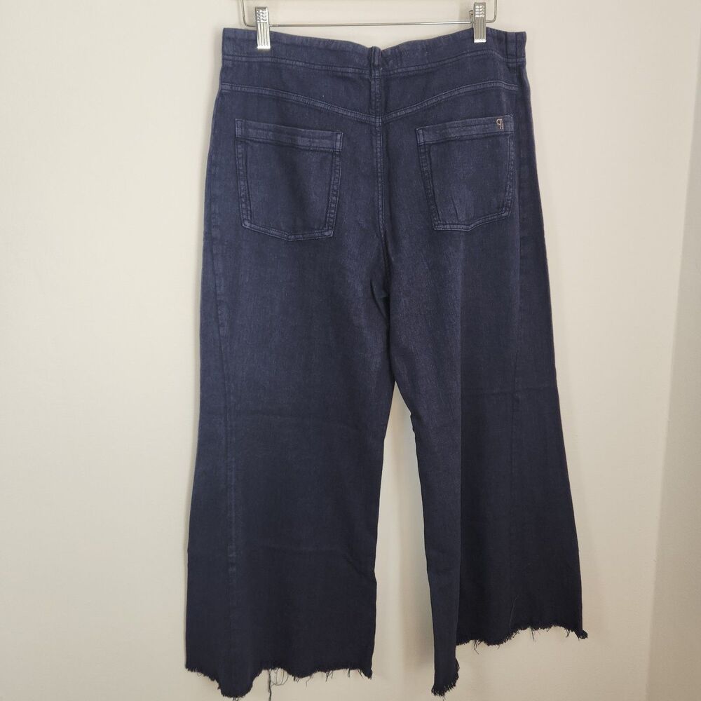 Pilcro Anthropologie Wide Leg Raw Hem Cropped Mid Rise Linen Blend Pants Size 32 - Picture 2 of 11